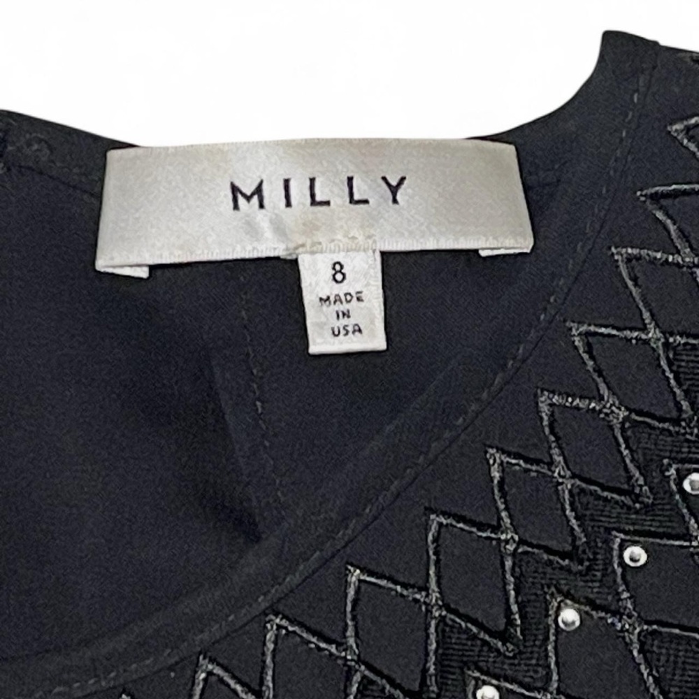 Milly NYC SILK Rhinestone Embellished Round Neck Layered Top Size 8 Blouse - Picture 6 of 8